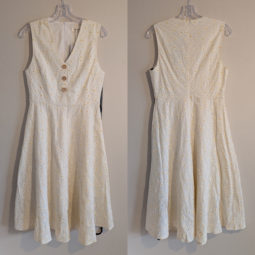 JNSQ Naomi Daisy Floral A-line Midi Cotton Dress Size 6